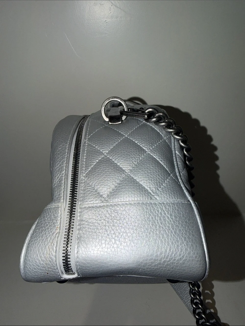 CHANEL Airline Silver Small Roundtrip Bowling Bag (RHW)